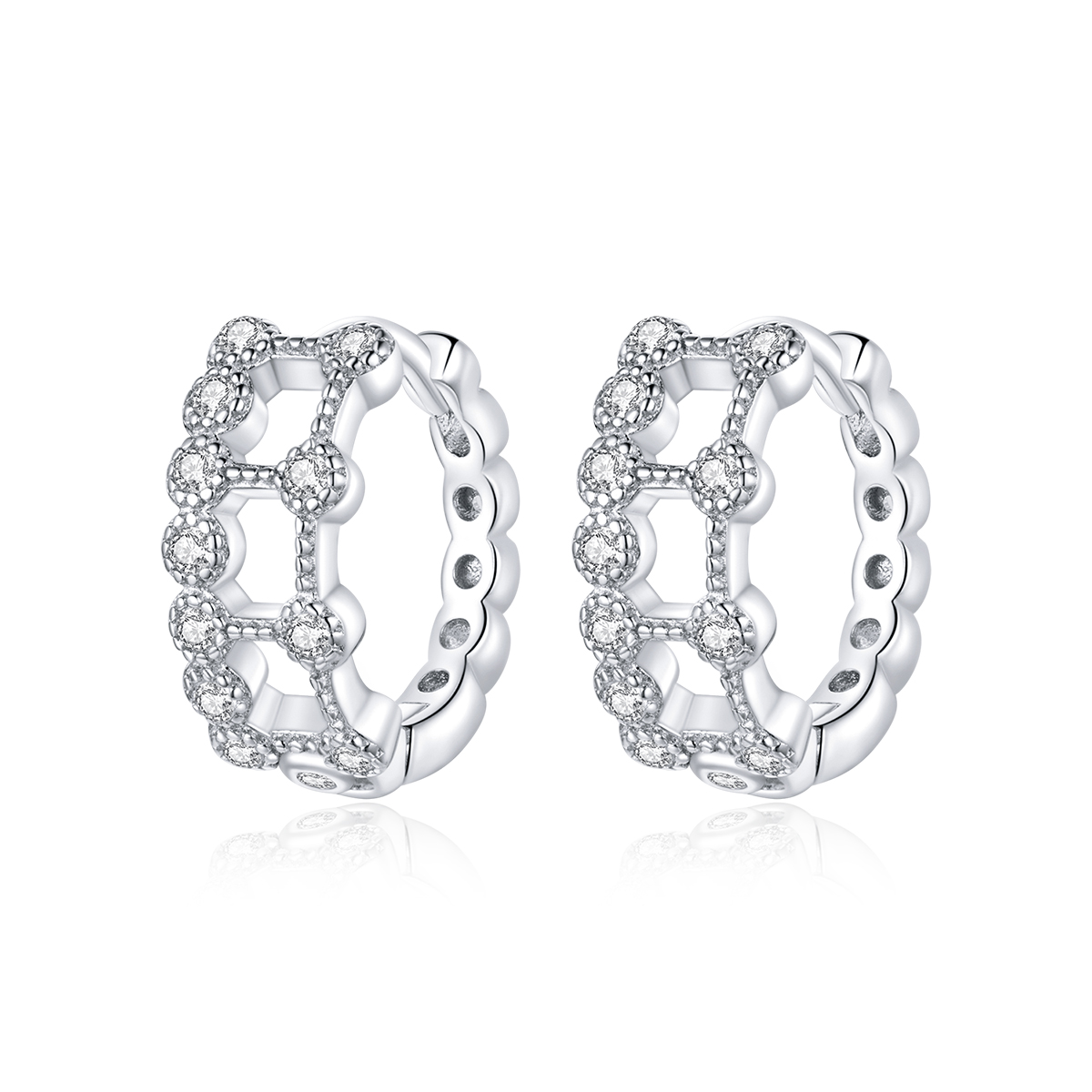 Pandora Style Eenvoudige dubbele laag Oorbellen - BSE458