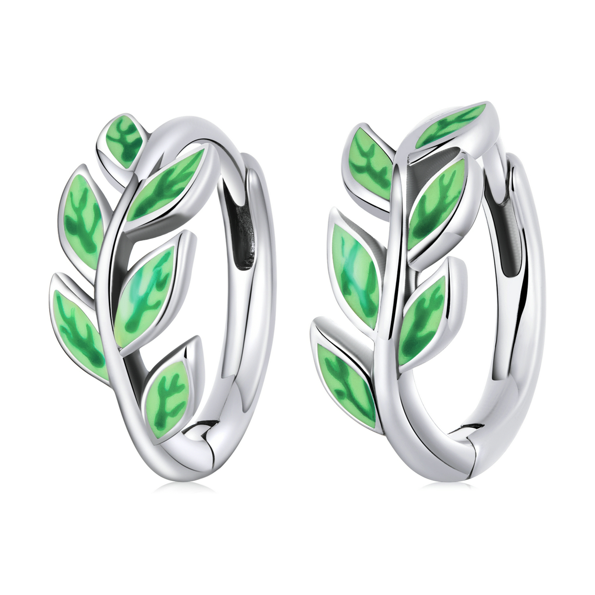 Pandora Style Groene bladeren Oorbellen - SCE1392