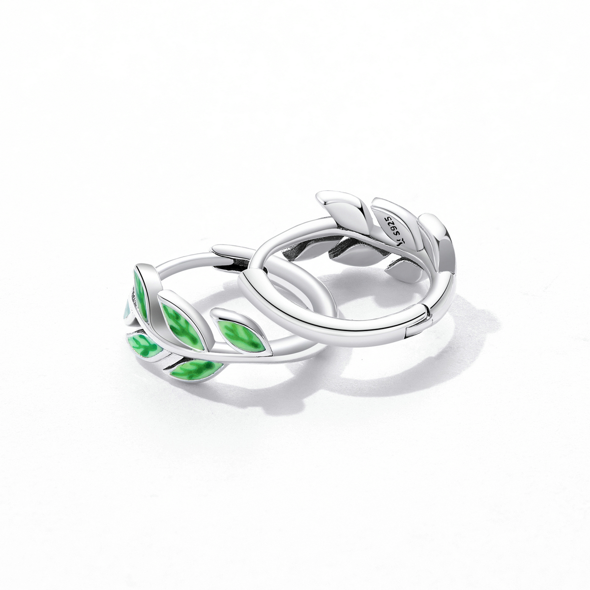 Pandora Style Groene bladeren Oorbellen - SCE1392