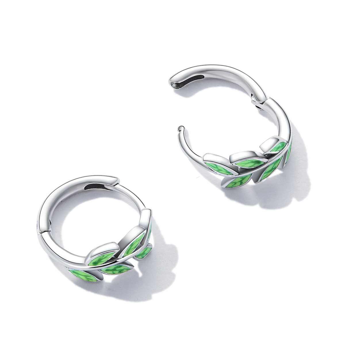 Pandora Style Groene bladeren Oorbellen - SCE1392