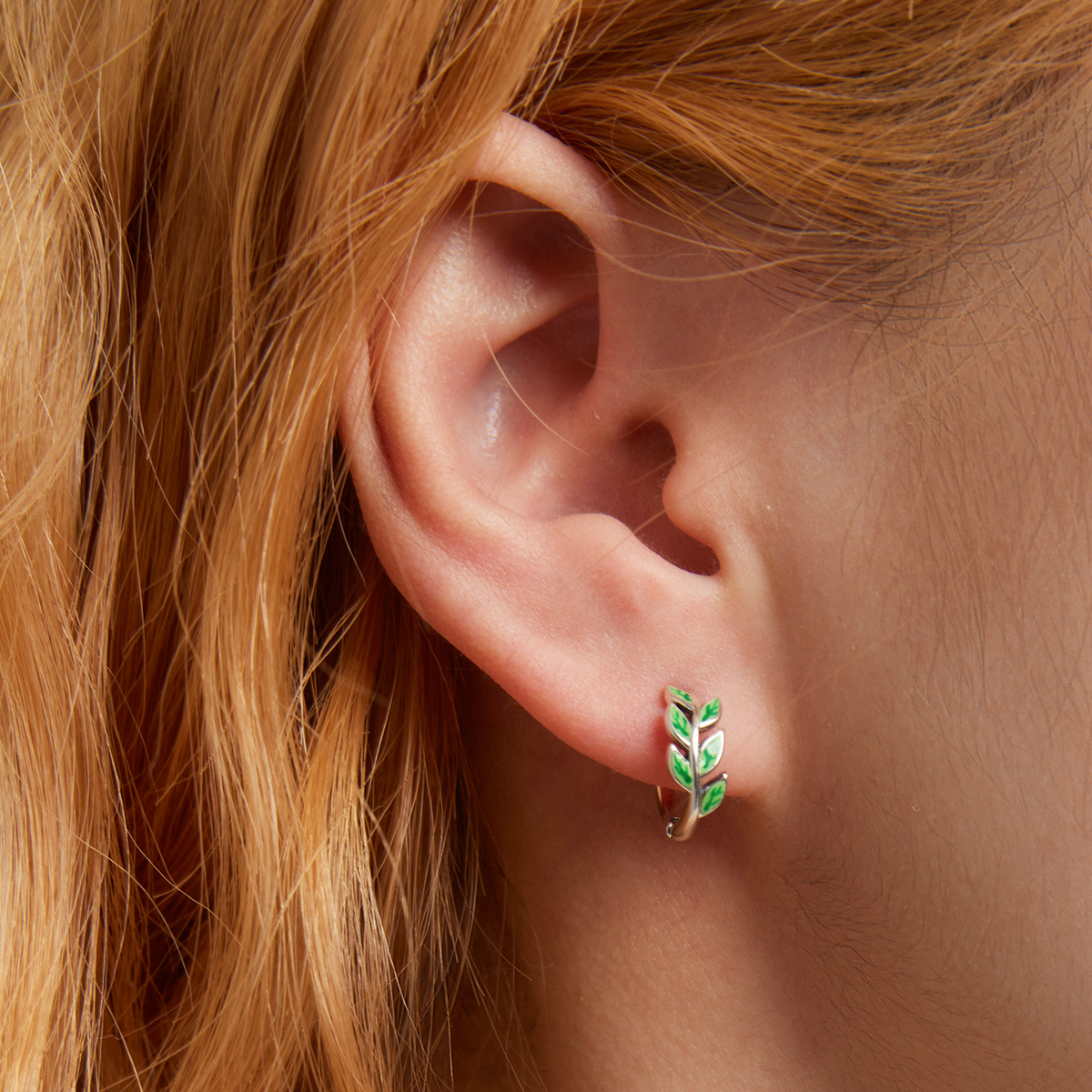 Pandora Style Groene bladeren Oorbellen - SCE1392