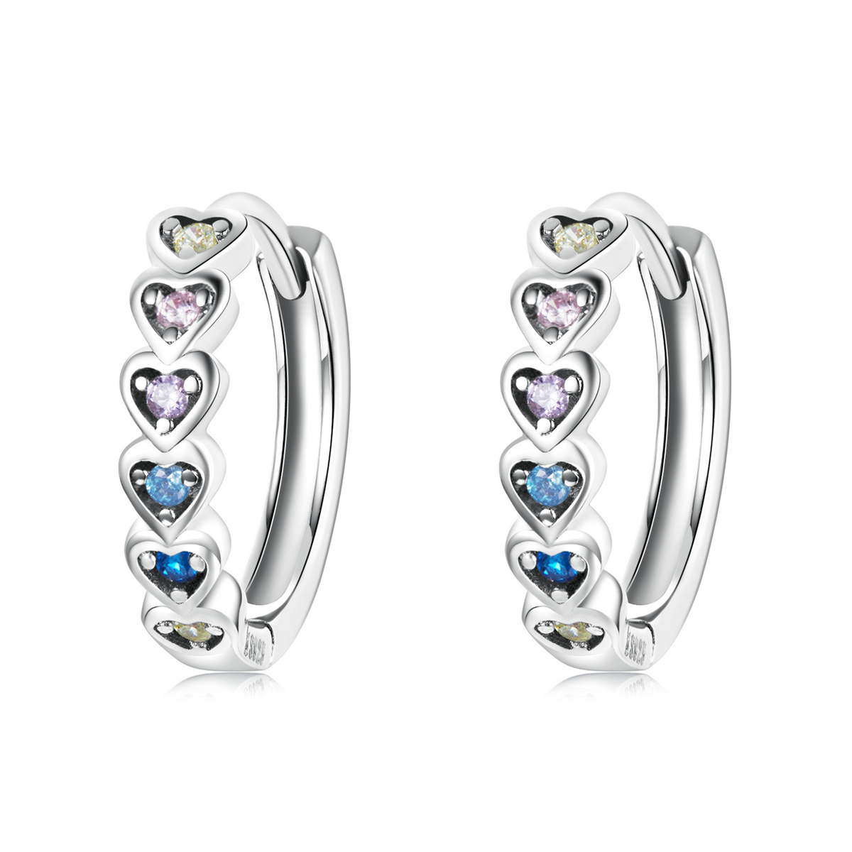 Pandora Style Regenboog Hart Oorbellen - SCE1275