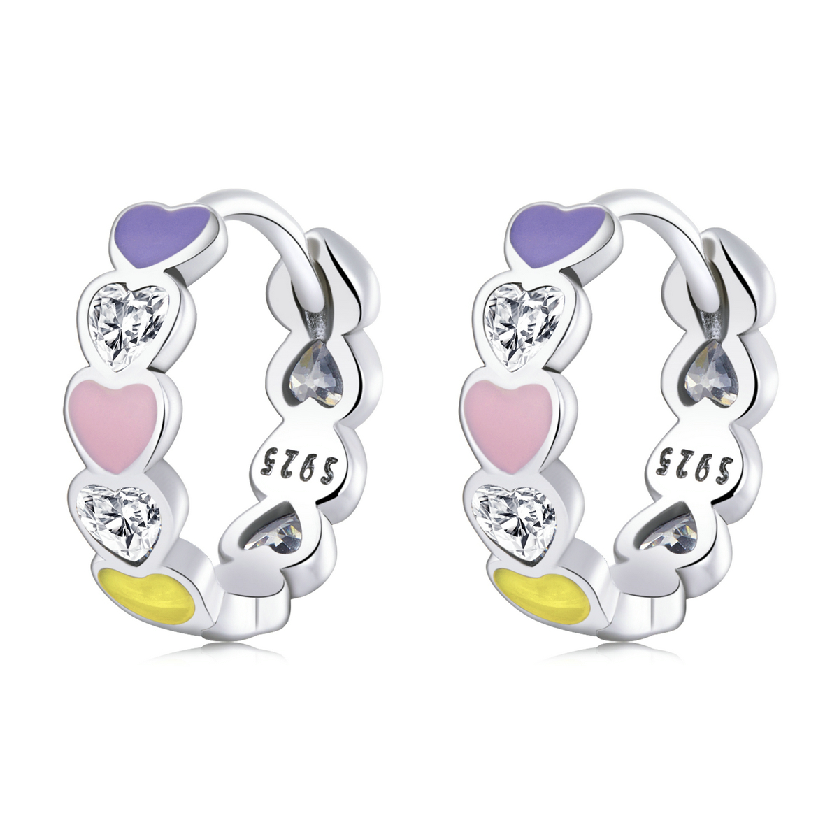 Pandora Style Regenboog Hart Oorbellen - SCE1342