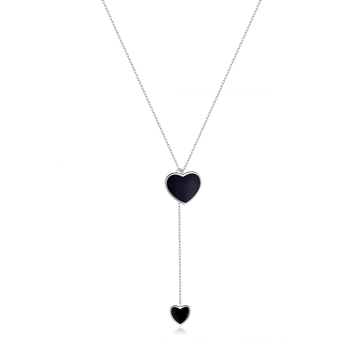 Pandora Style Zwart Hart Ketting - BSN095