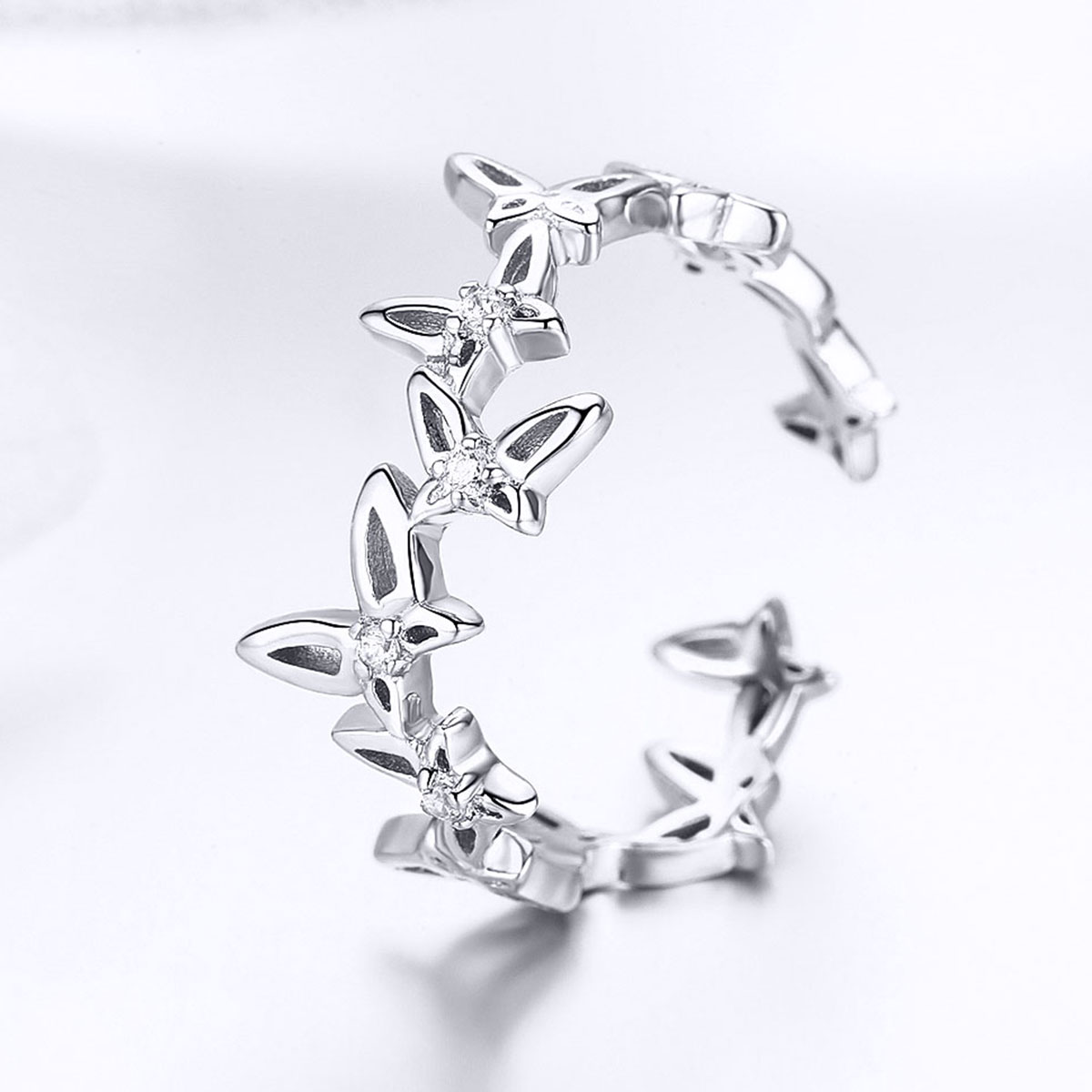 Pandora Style Dansende Vlinders Open Ring - BSR027