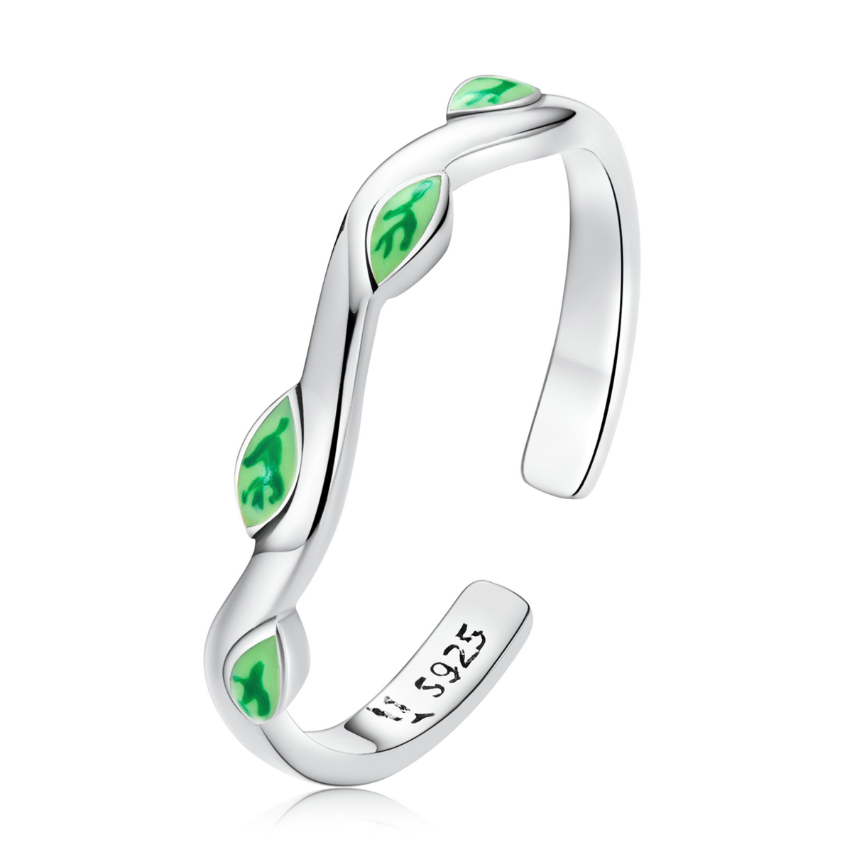 Pandora Style Groene bladeren Open Ring - SCR808