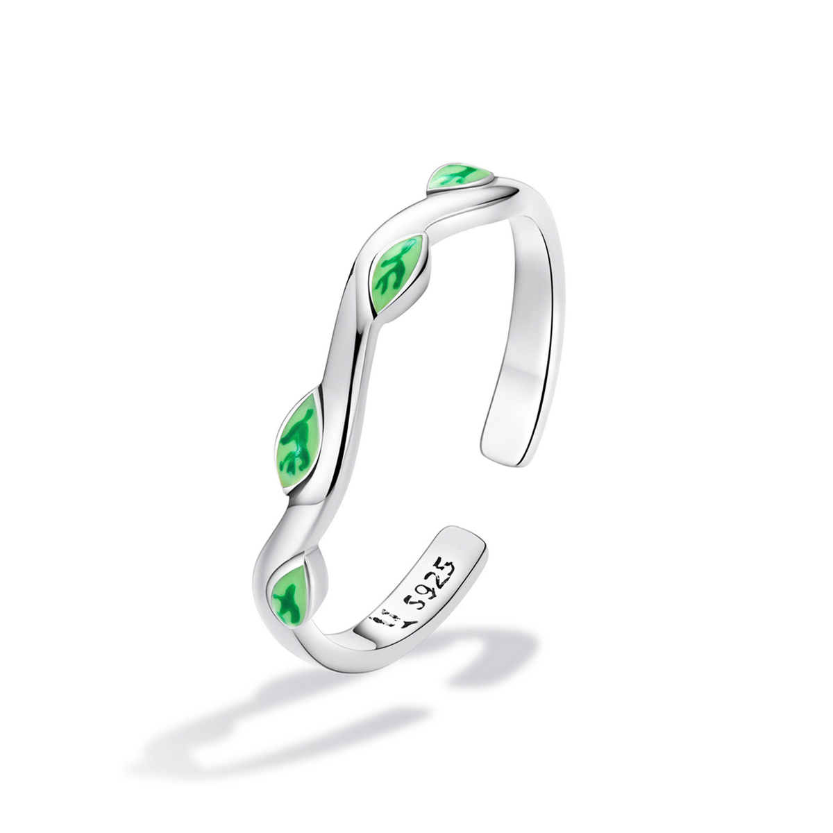 Pandora Style Groene bladeren Open Ring - SCR808