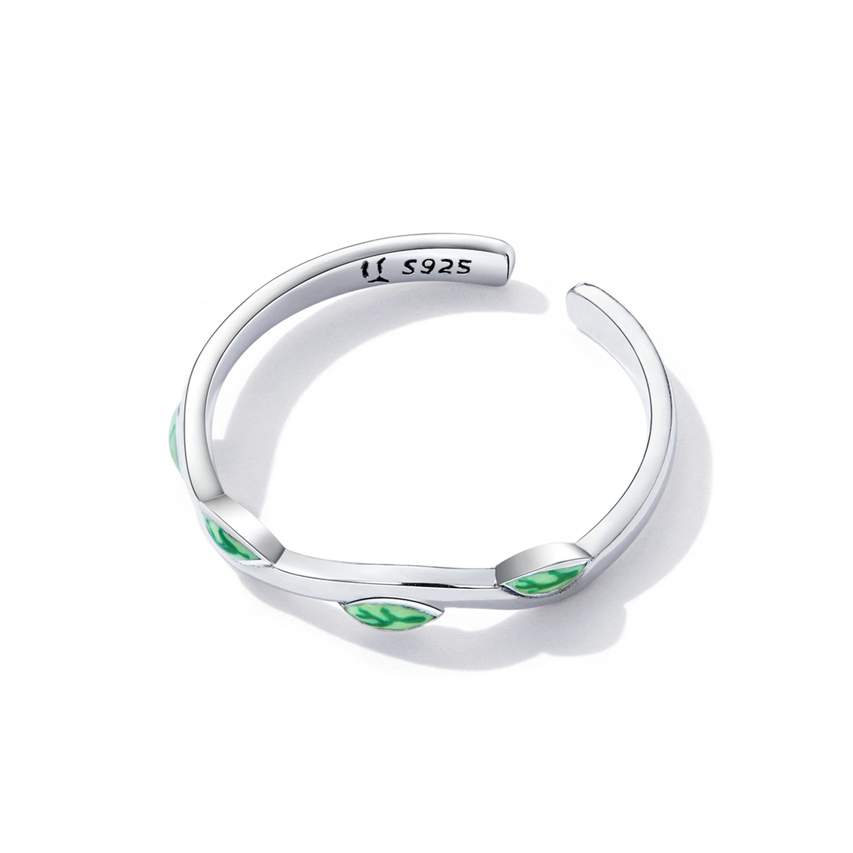 Pandora Style Groene bladeren Open Ring - SCR808