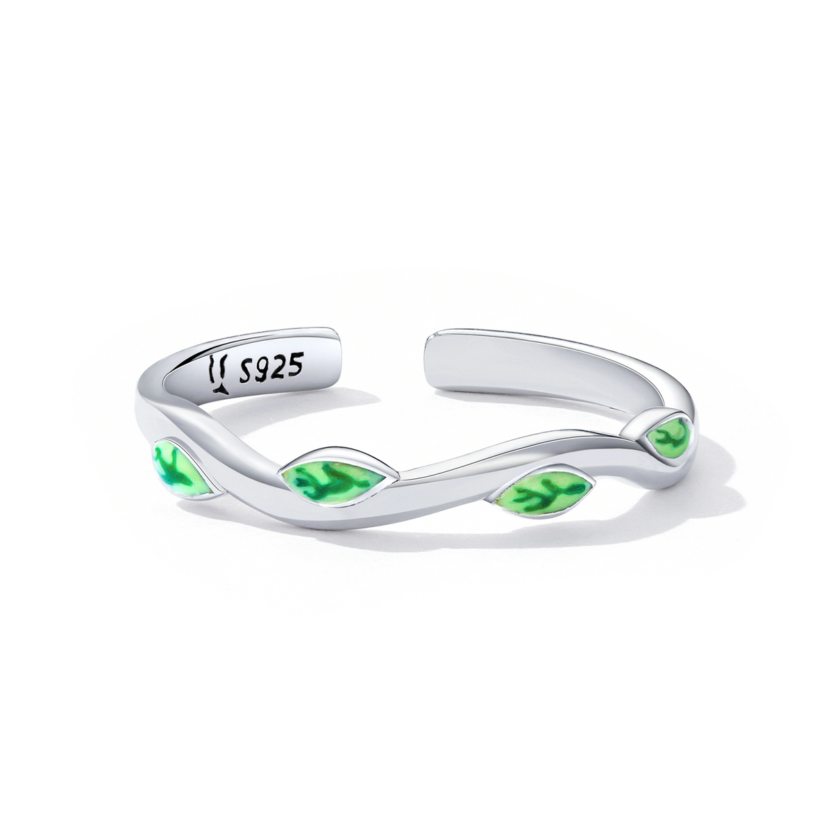 Pandora Style Groene bladeren Open Ring - SCR808