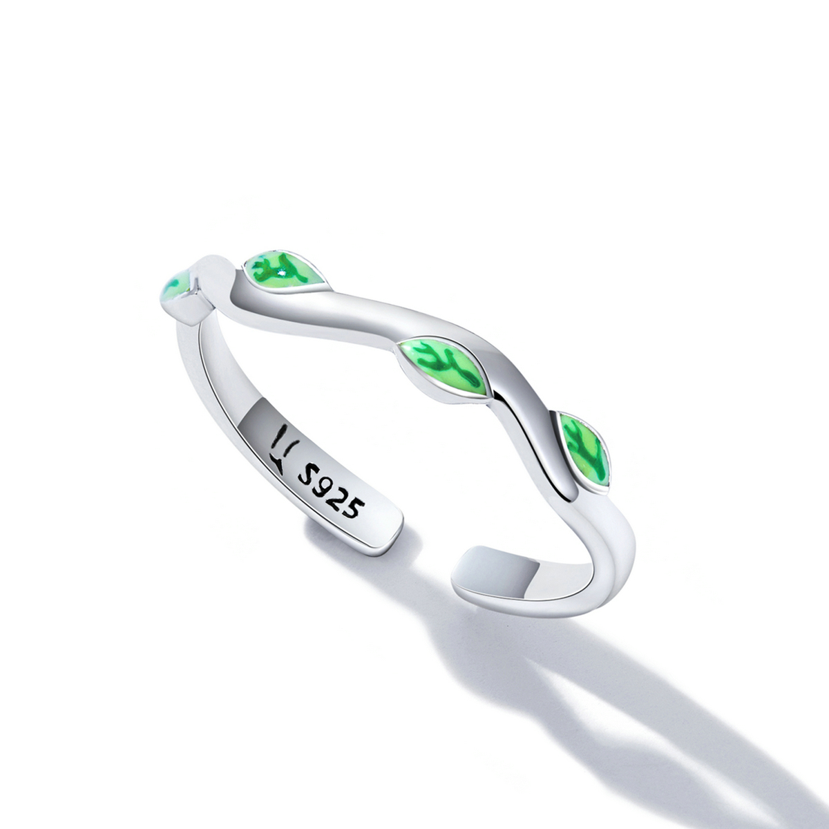 Pandora Style Groene bladeren Open Ring - SCR808