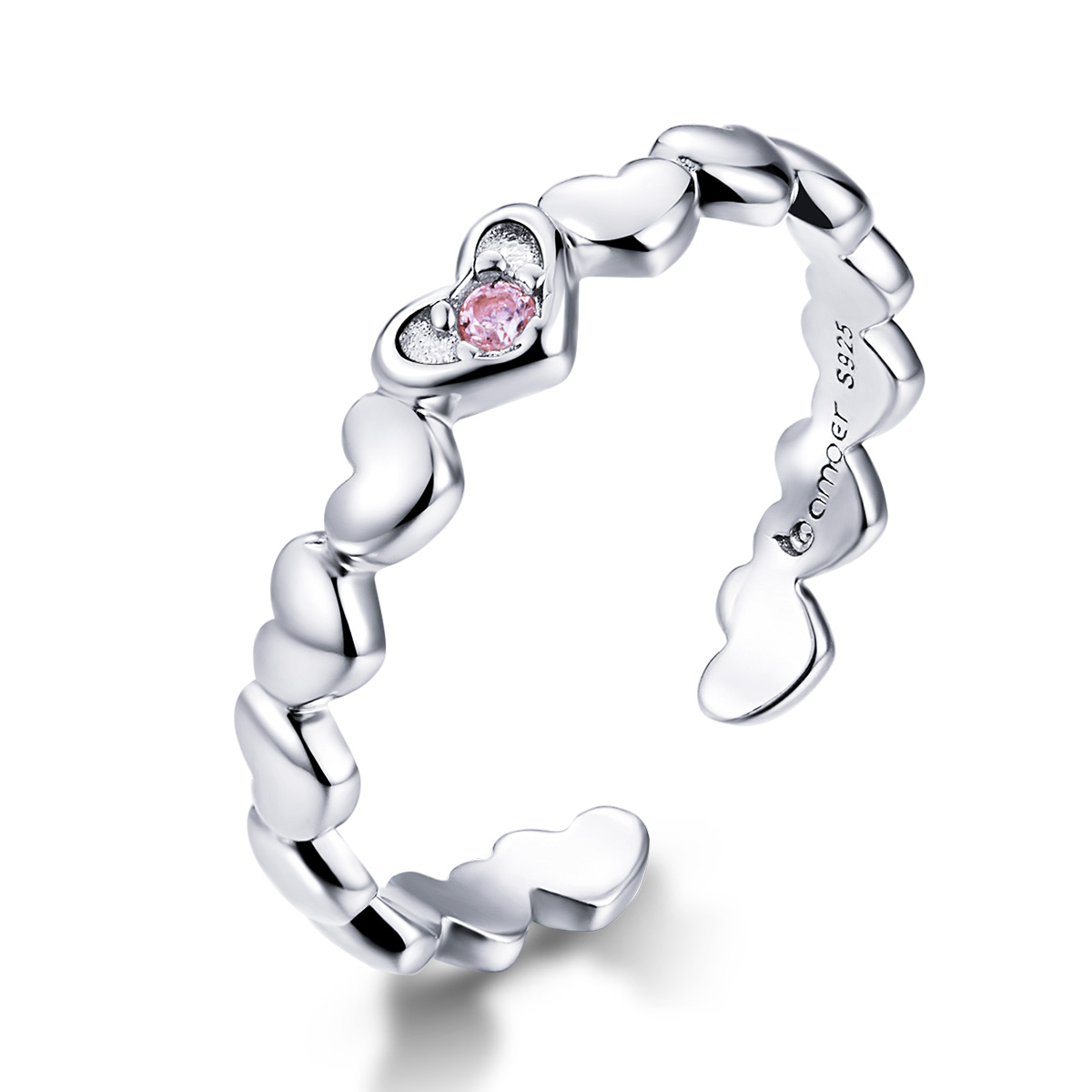 Pandora Style Hart Spiegel Open Ring - BSR100