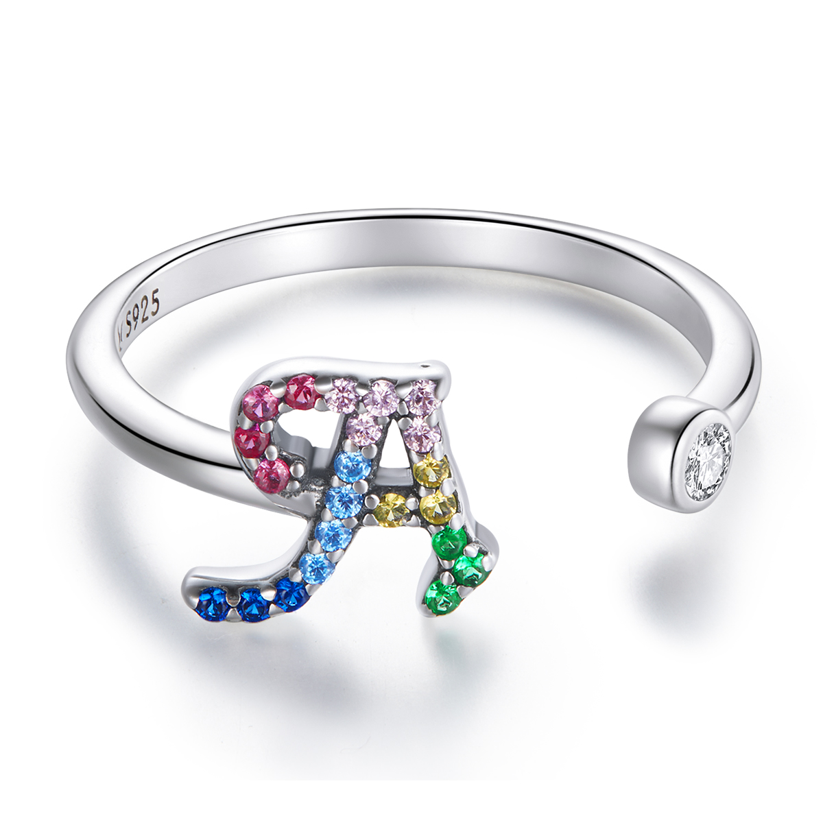 Pandora Style Kleurrijke Letter-A Open Ring - SCR723-A