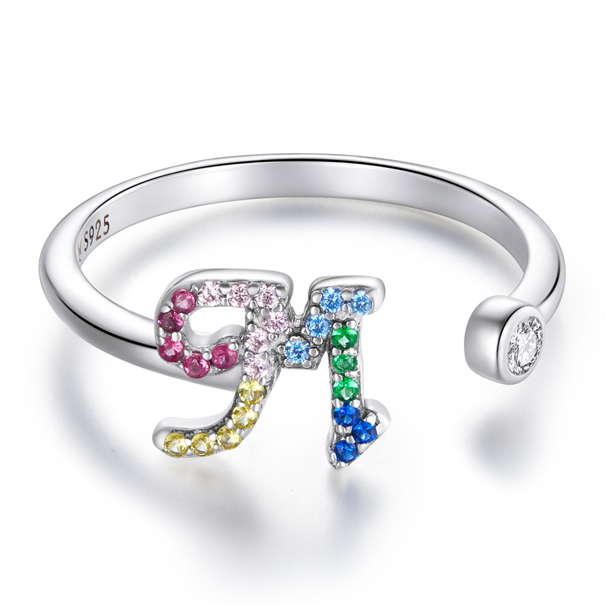 Pandora Style Kleurrijke Letter-M Open Ring - SCR723-M