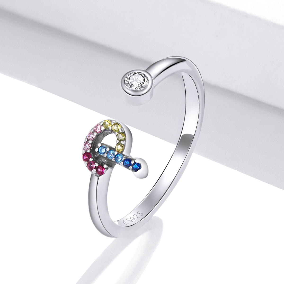 Pandora Style Kleurrijke Letter-P Open Ring - SCR723-P