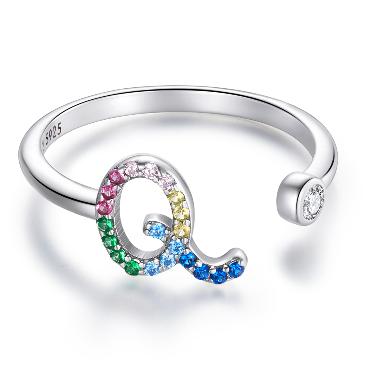 Pandora Style Kleurrijke Letter-Q Open Ring - SCR723-Q