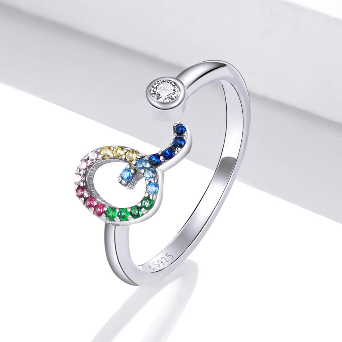 Pandora Style Kleurrijke Letter-Q Open Ring - SCR723-Q