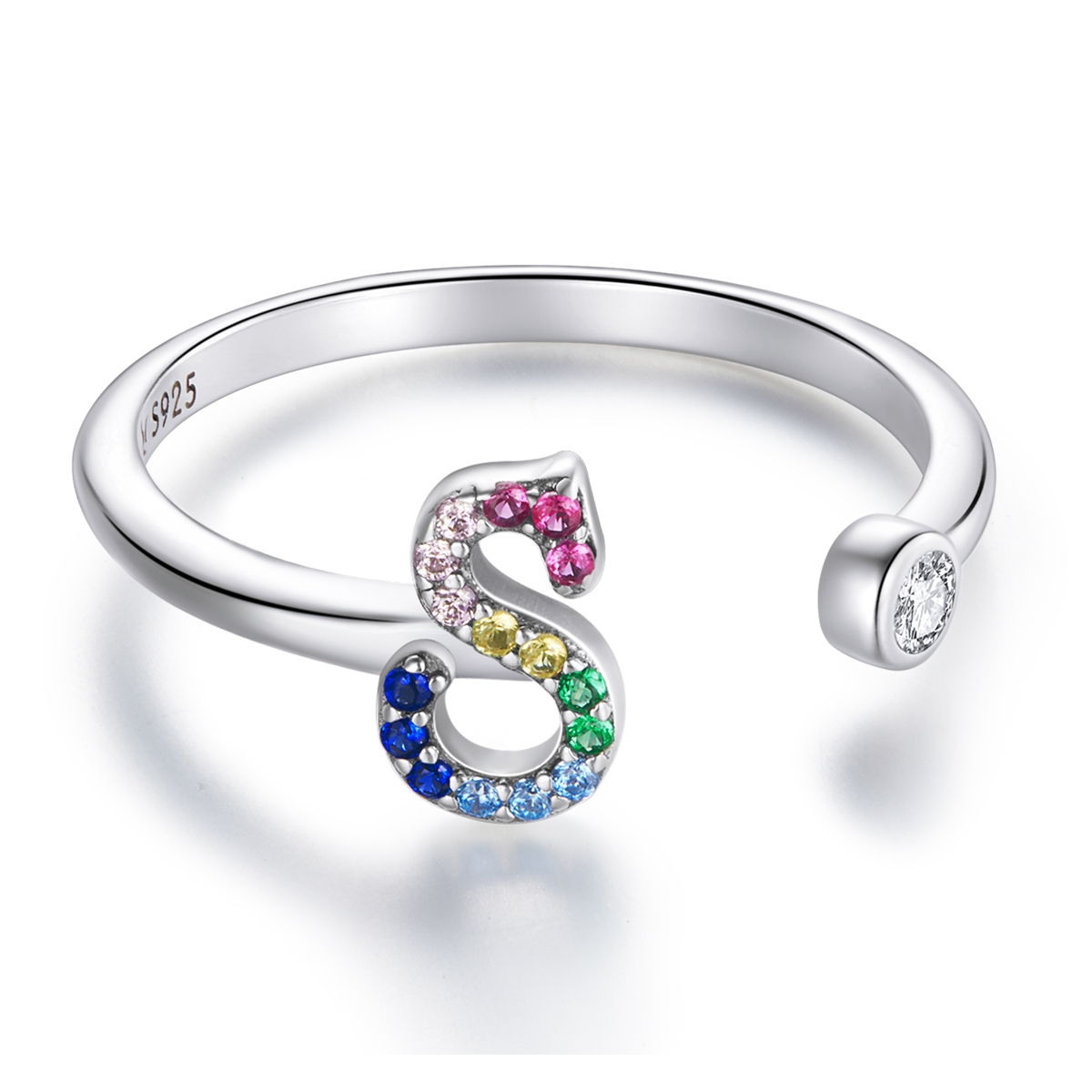 Pandora Style Kleurrijke Letter-S Open Ring - SCR723-S