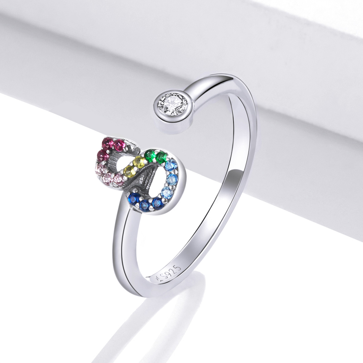 Pandora Style Kleurrijke Letter-S Open Ring - SCR723-S