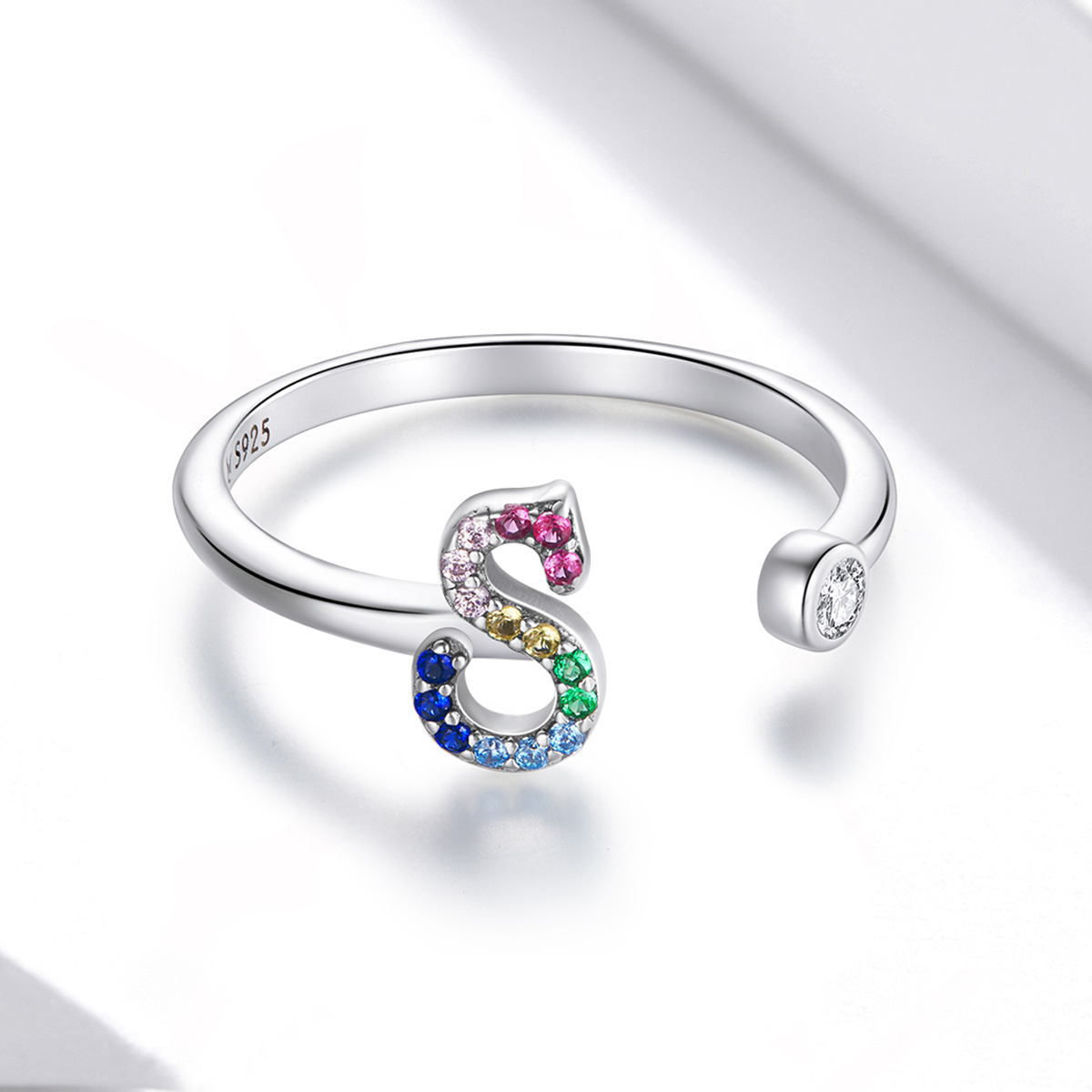 Pandora Style Kleurrijke Letter-S Open Ring - SCR723-S