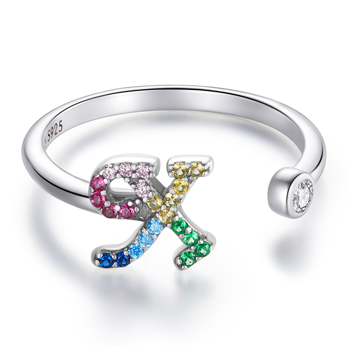 Pandora Style Kleurrijke Letter-X Open Ring - SCR723-X