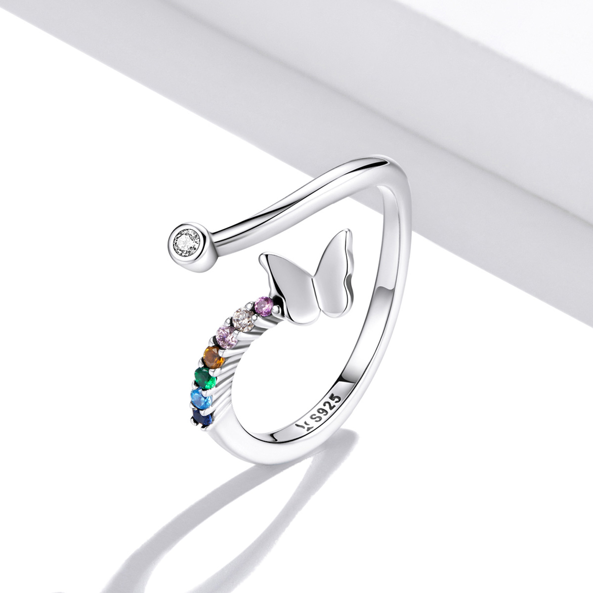 Pandora Style Regenboogvlinder Open Ring - SCR730