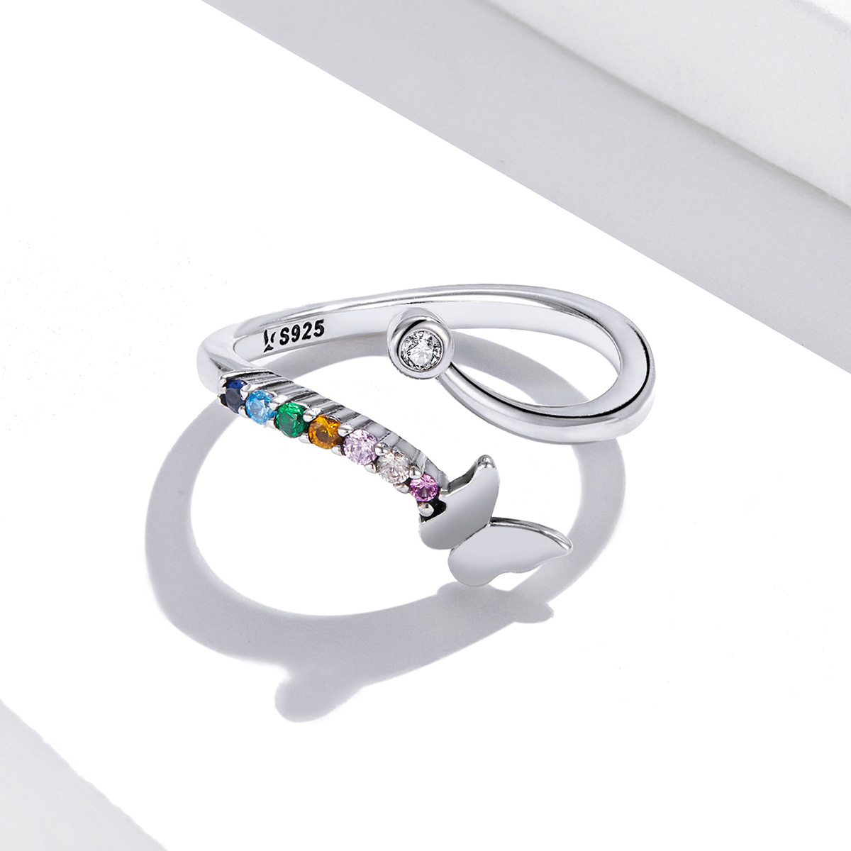 Pandora Style Regenboogvlinder Open Ring - SCR730