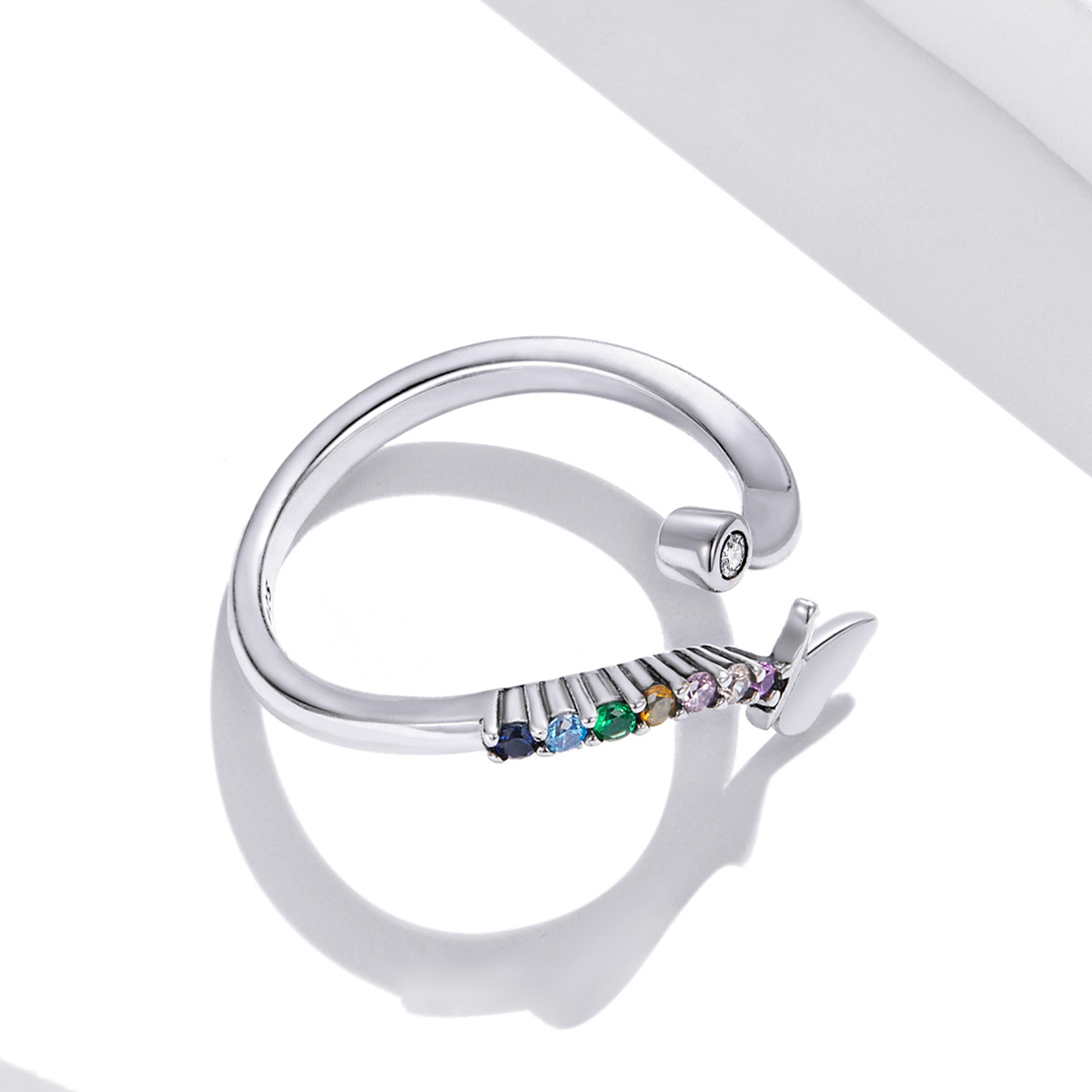 Pandora Style Regenboogvlinder Open Ring - SCR730