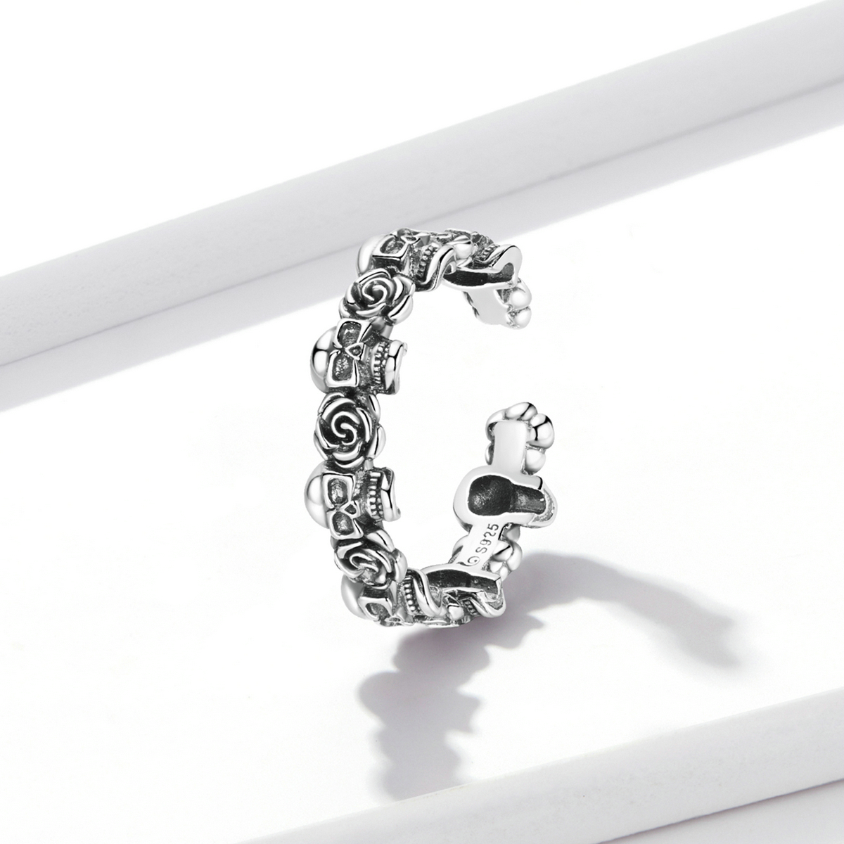 Pandora Style Rose Schedel Open Ring - BSR218