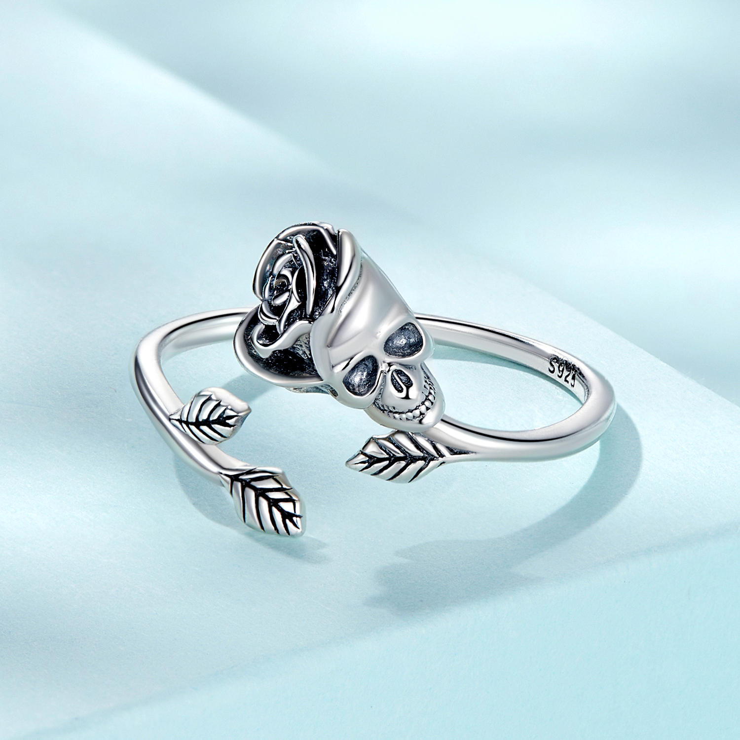 Pandora Style Schedel Roos Open Ring - SCR879