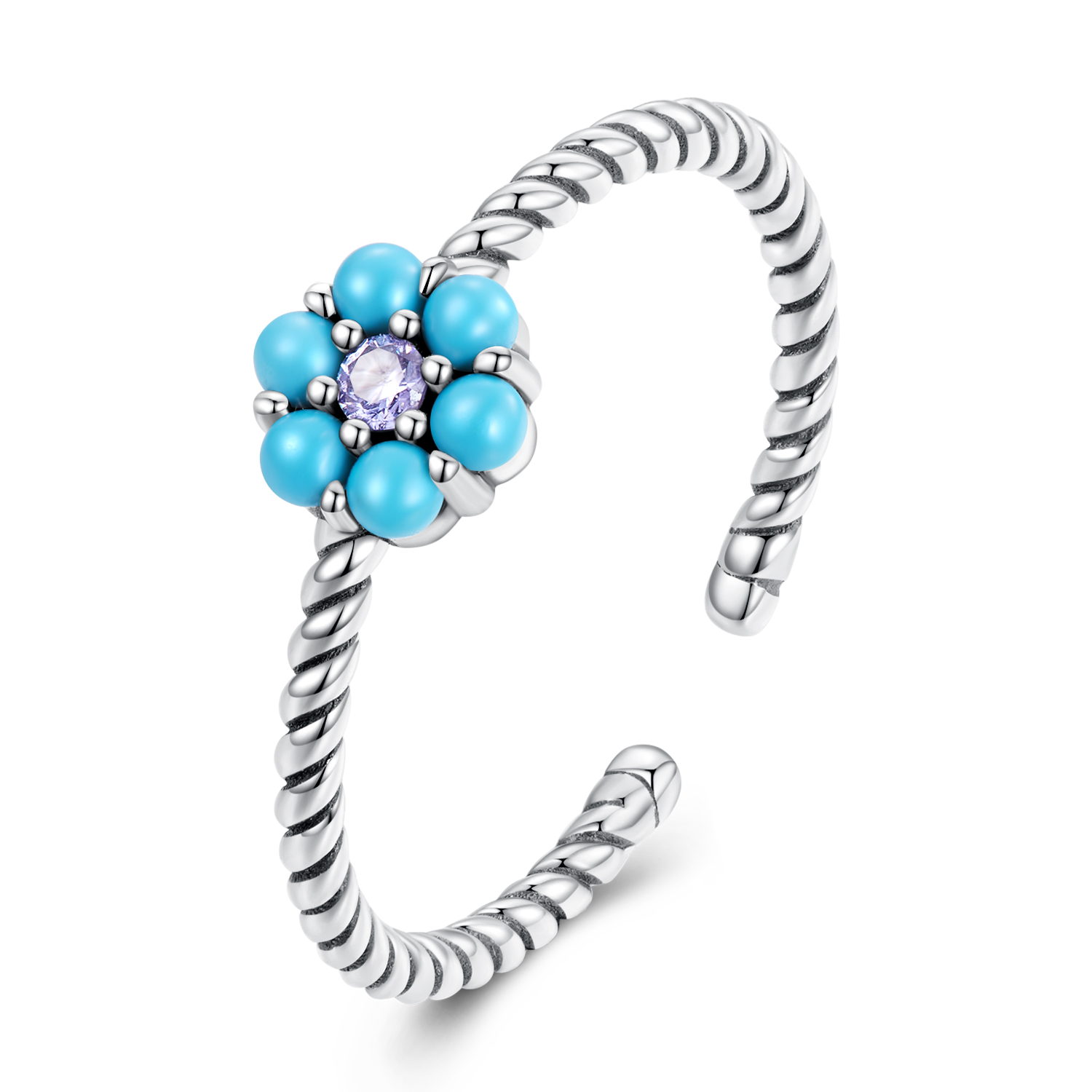 Pandora Style Turquoise Roosjes Open Ring - SCR884