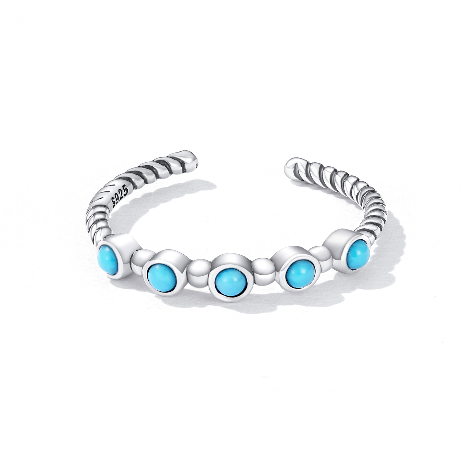 Pandora Style Turquoise Twist Open Ring - SCR823