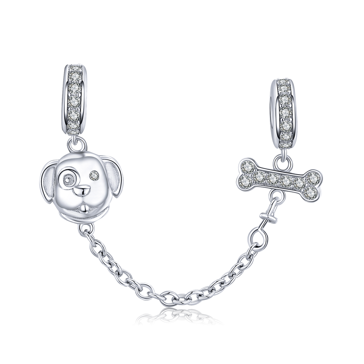 Pandora Style Schattige puppy Veiligheidsketting - SCC1434