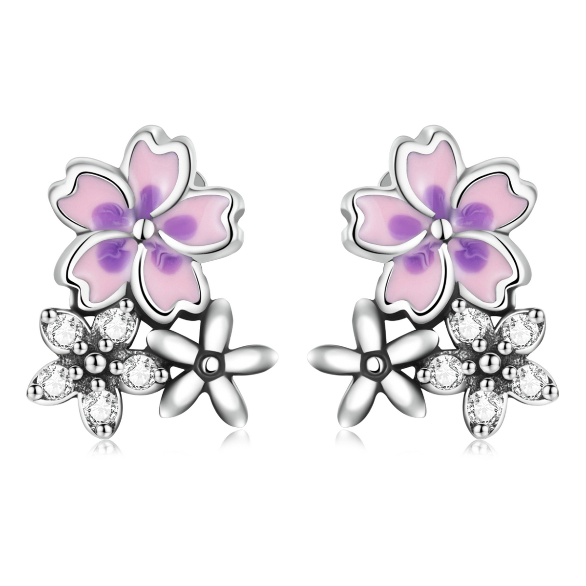 Pandora Style Delicate bloemen Oorknopjes - SCE1390