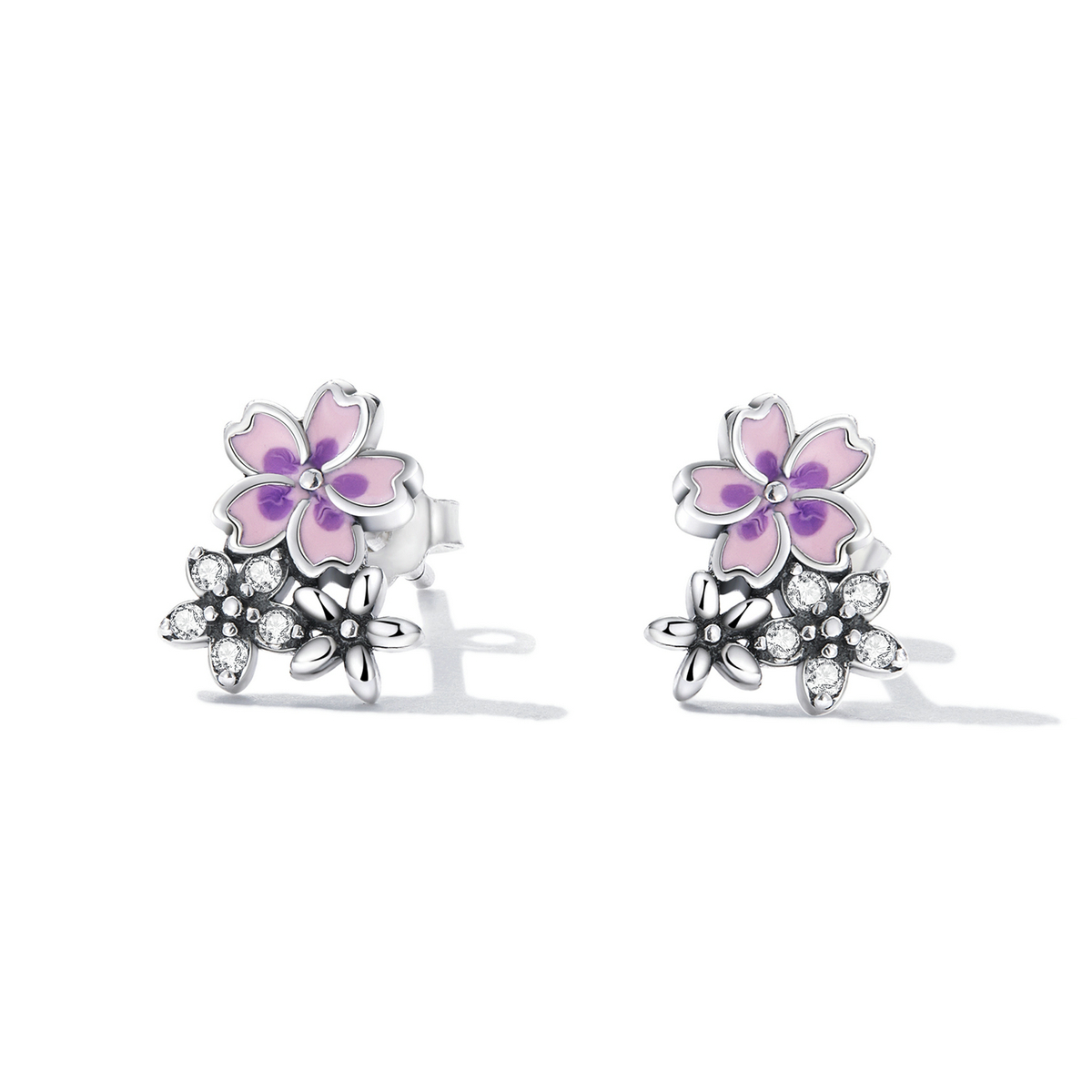 Pandora Style Delicate bloemen Oorknopjes - SCE1390