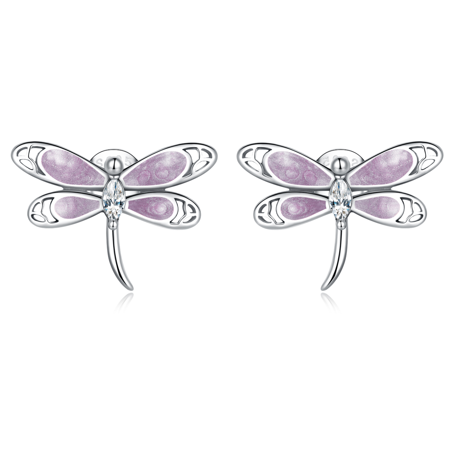 Pandora Style Meisje Roze Dragonfly Oorknopjes - SCE1414