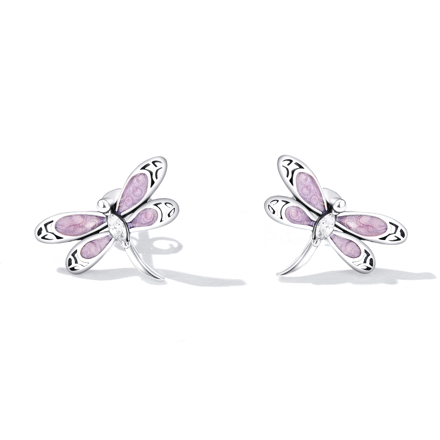 Pandora Style Meisje Roze Dragonfly Oorknopjes - SCE1414