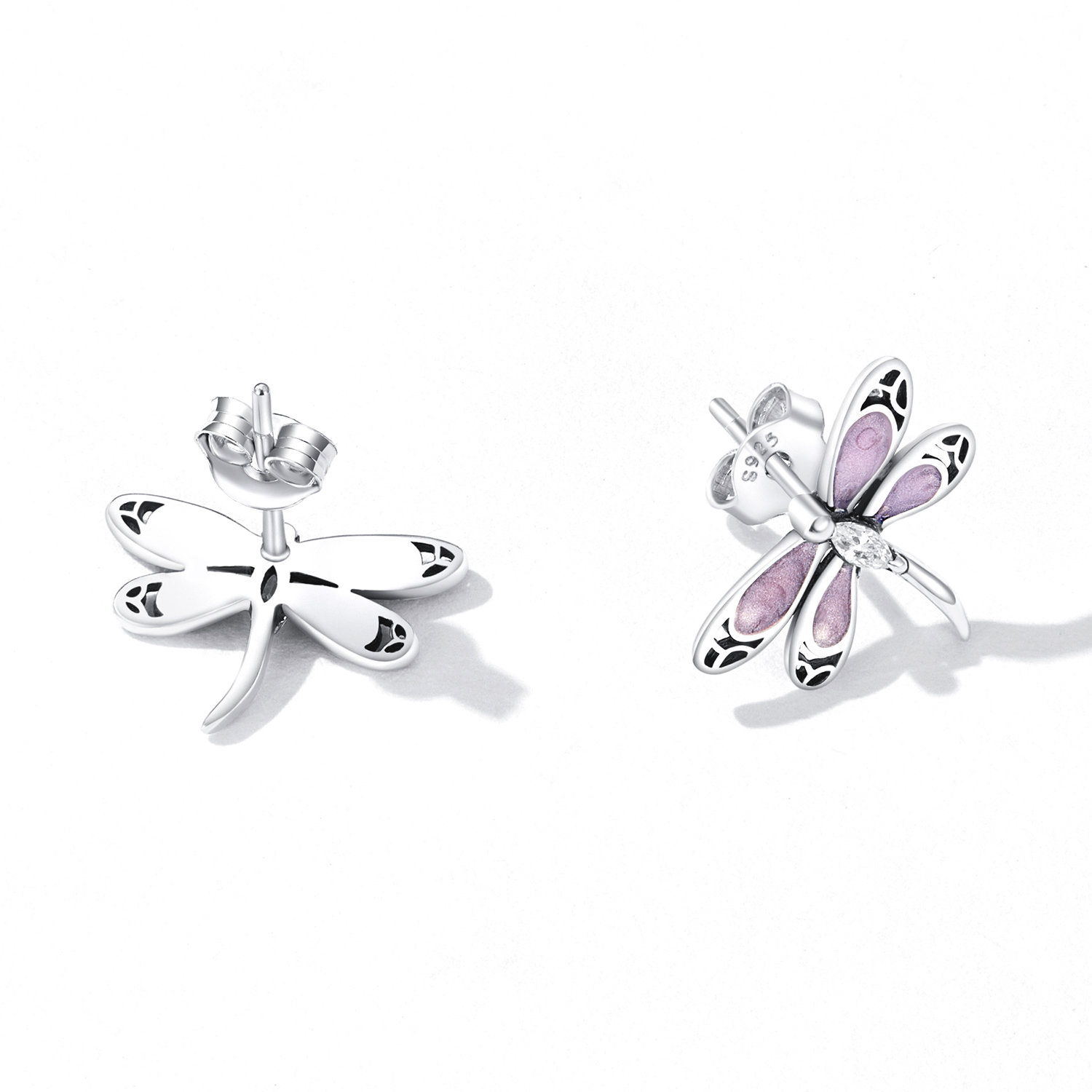 Pandora Style Meisje Roze Dragonfly Oorknopjes - SCE1414