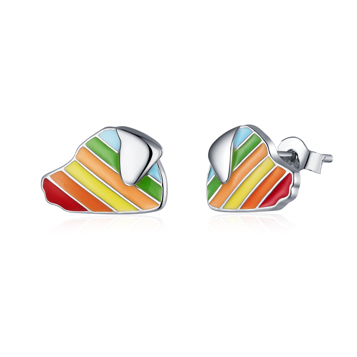 Pandora Style Regenboog Hond Oorknopjes - SCE825