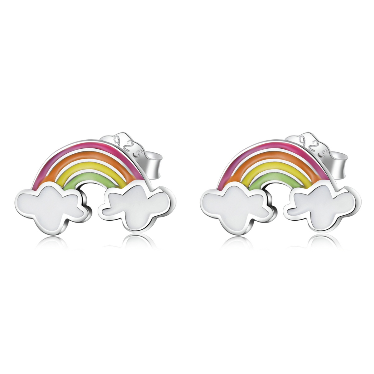 Pandora Style Regenboog wolken Oorknopjes - SCE1339