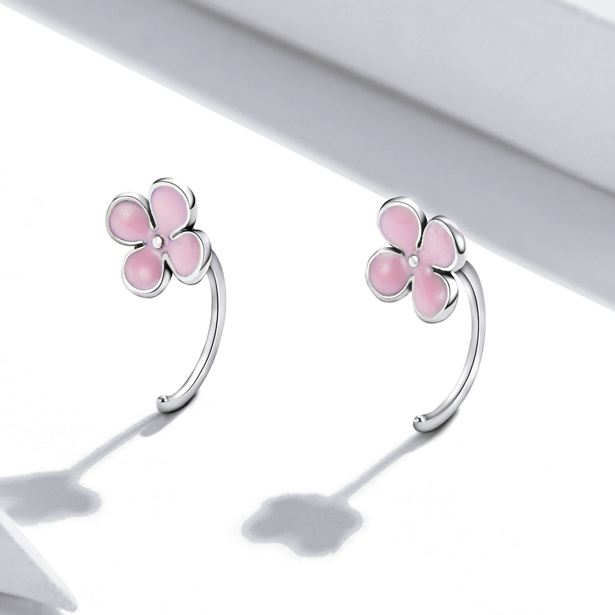 Pandora Style Roze Bloemen Oorknopjes - SCE1286