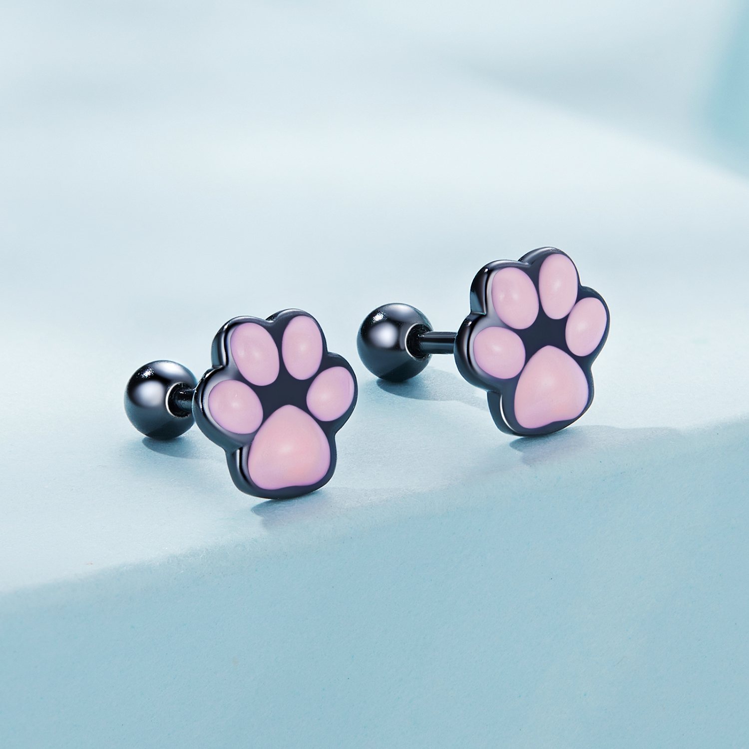 Pandora Style Schattige Kattenpoot Oorknopjes - SCE1516