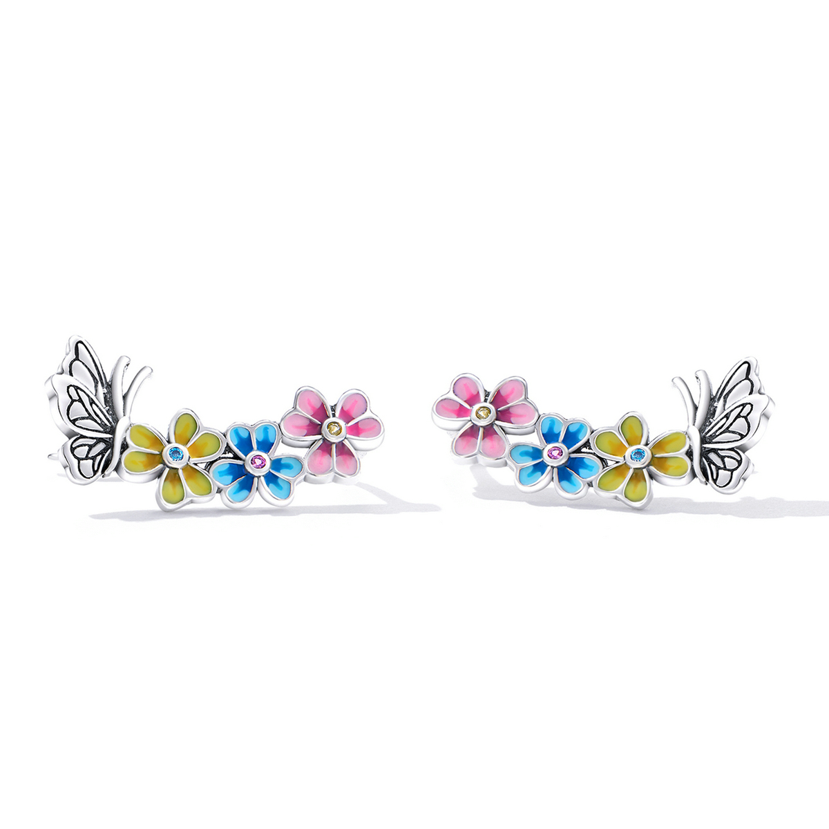 Pandora Style Vlinderbloem Oorknopjes - SCE1393