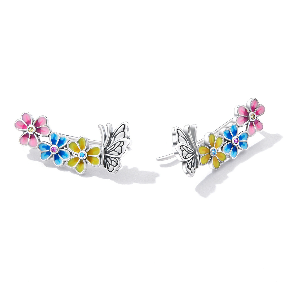 Pandora Style Vlinderbloem Oorknopjes - SCE1393