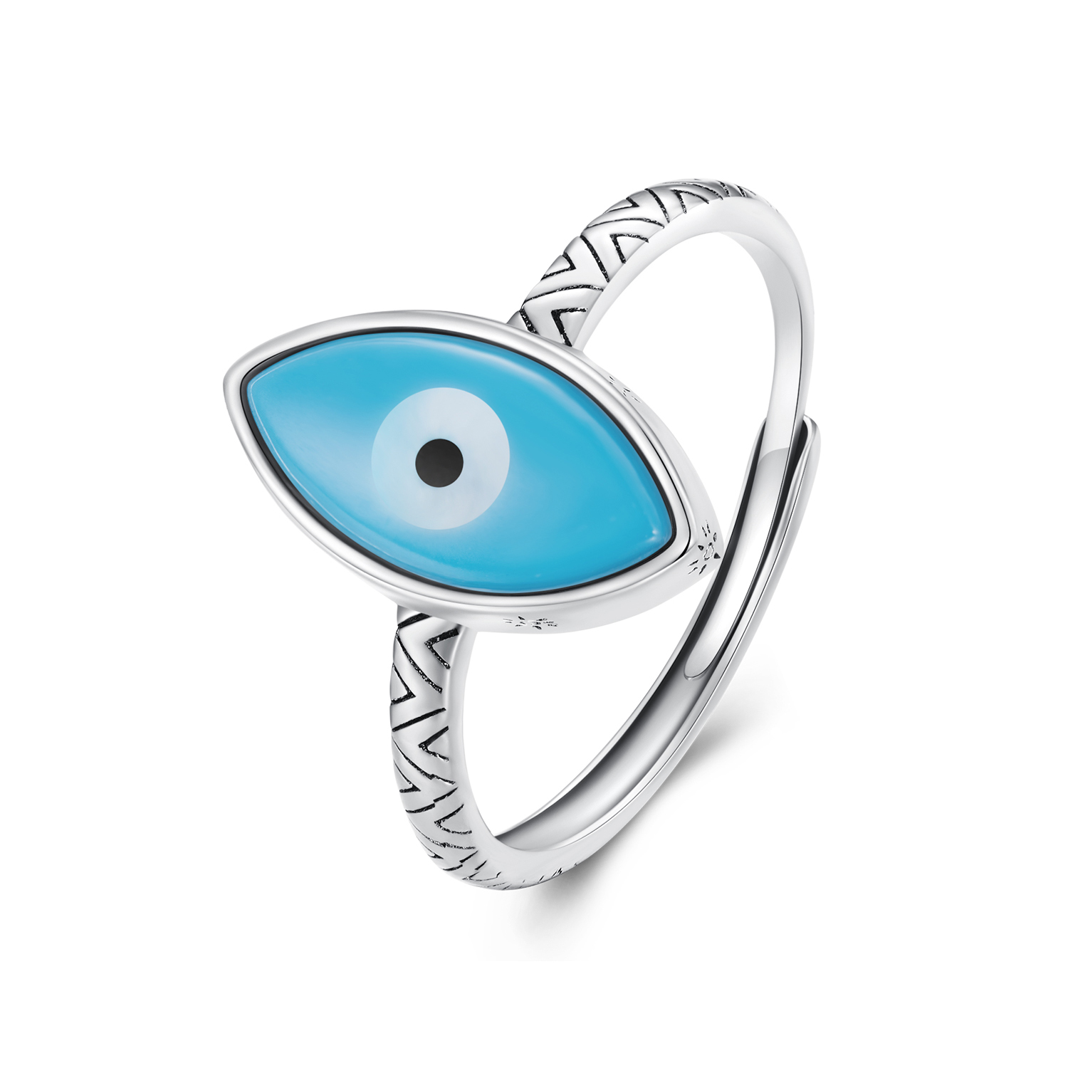 Pandora Stijl Blauw Duivels Oog Open Ring - SCR937