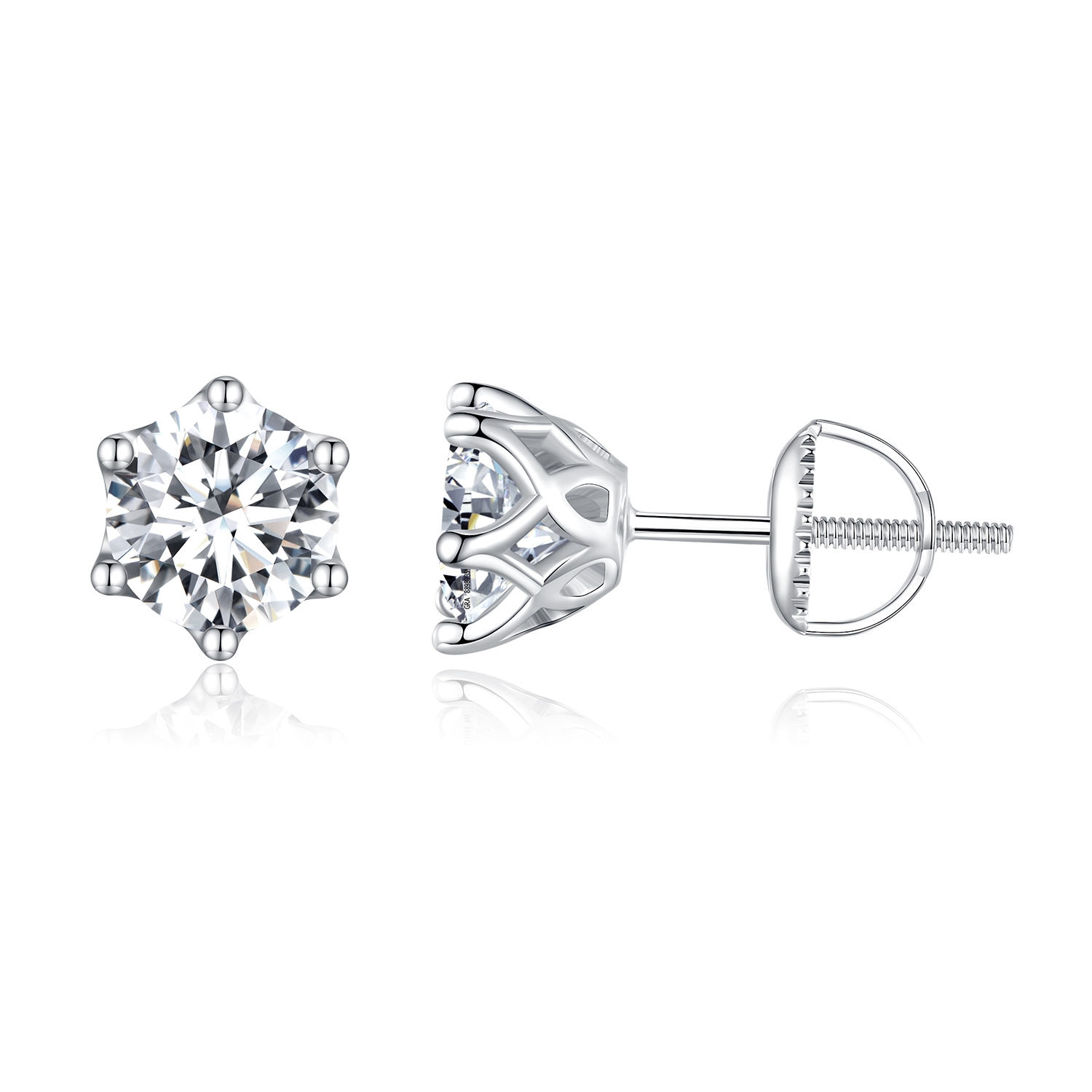 Pandora Stijl Een Karaat Vierpoot Moissanite Stud Oorbellen - MSE004-XL