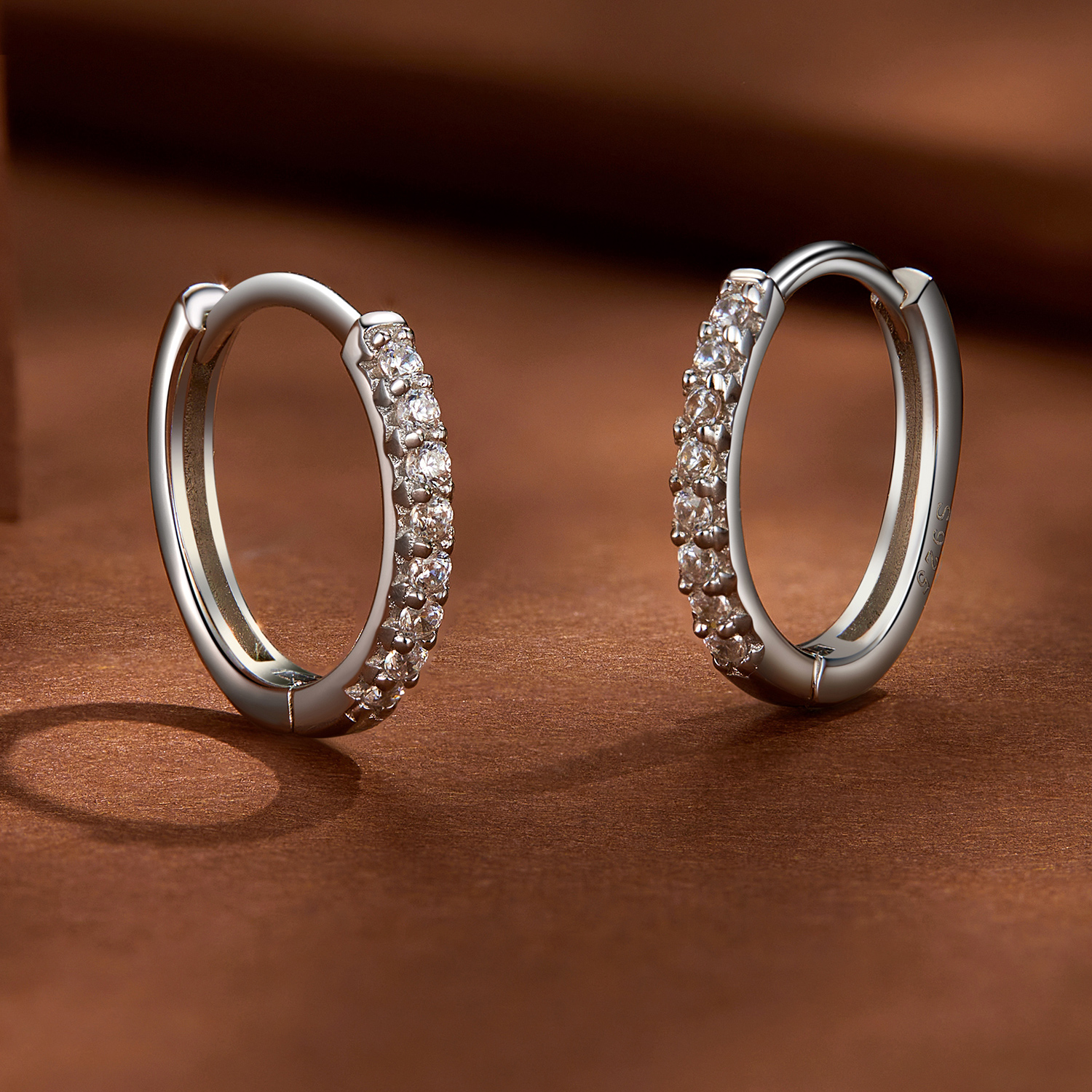 Pandora Stijl Fijne Moissanite Hoops Oorbellen - MSE022