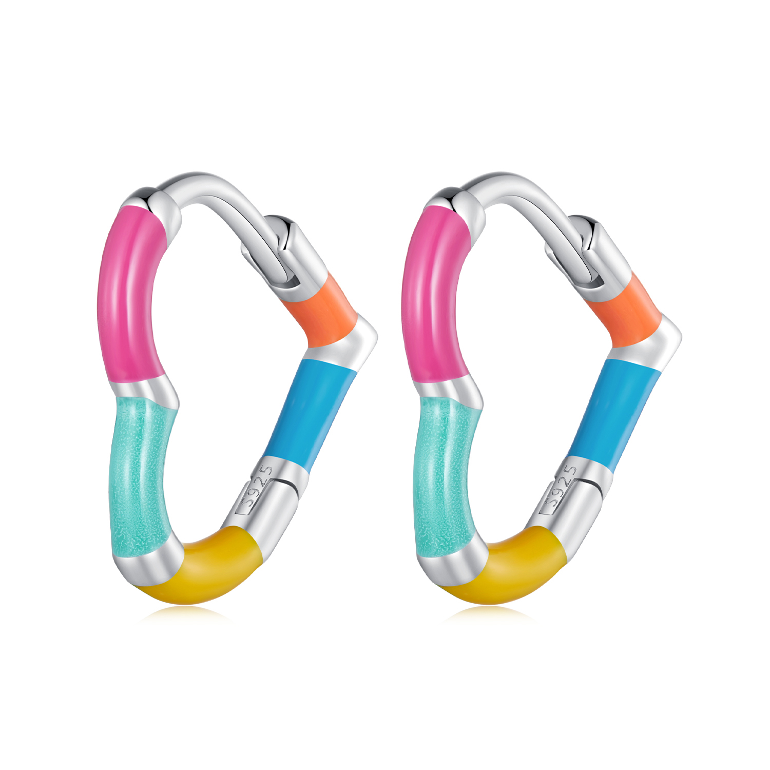 Pandora Stijl Regenboog Hart Hoops Oorbellen - SCE1607