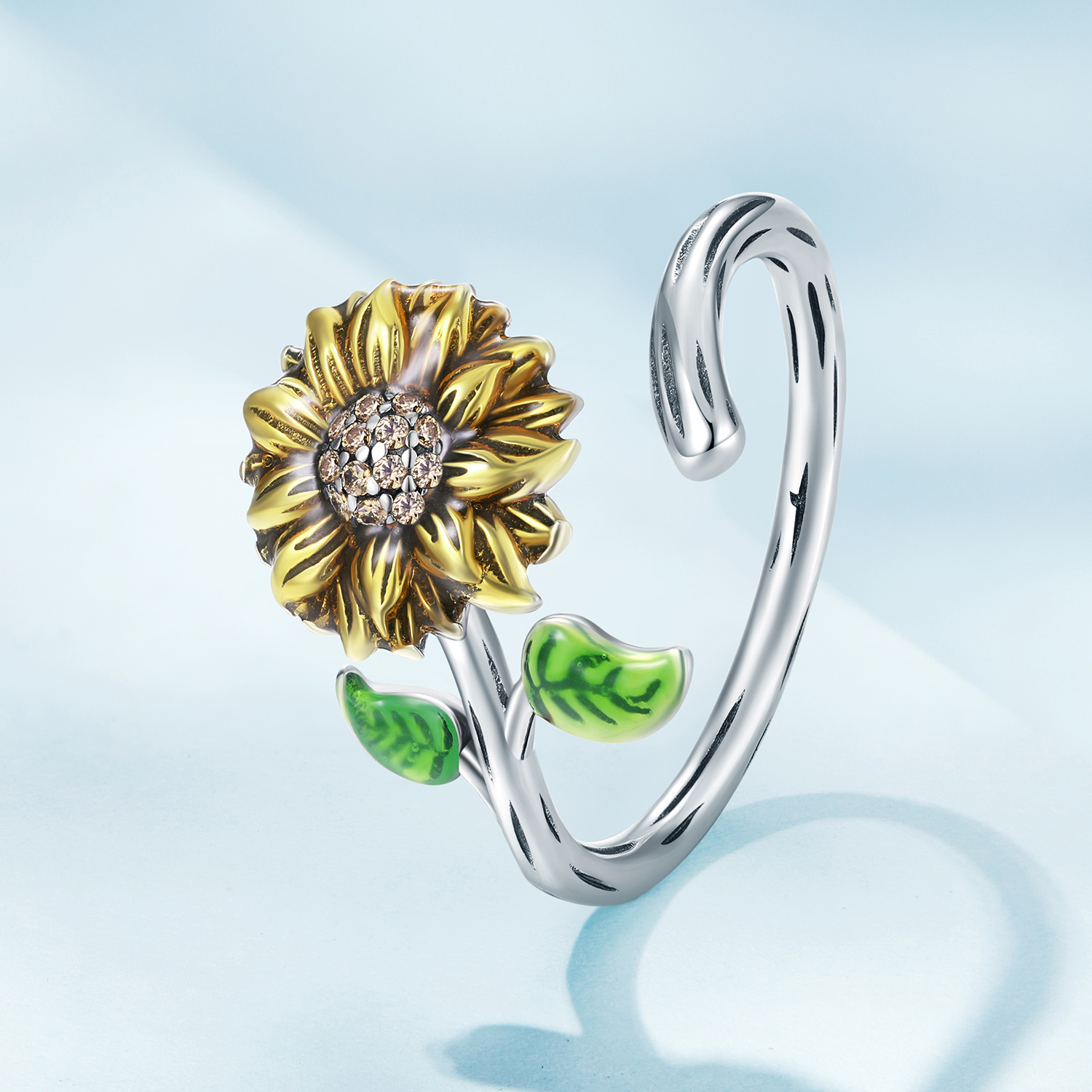 Pandora Stijl Zonnebloem Open Ring - SCR934