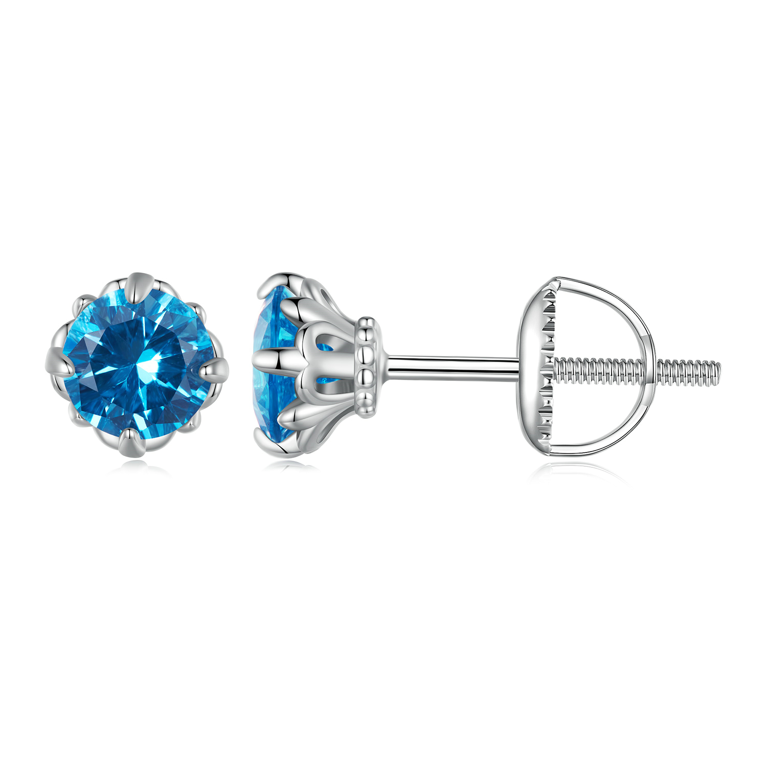 Pandora-stijl Blauwe Spinel Stud Oorbellen - BSE831-BU