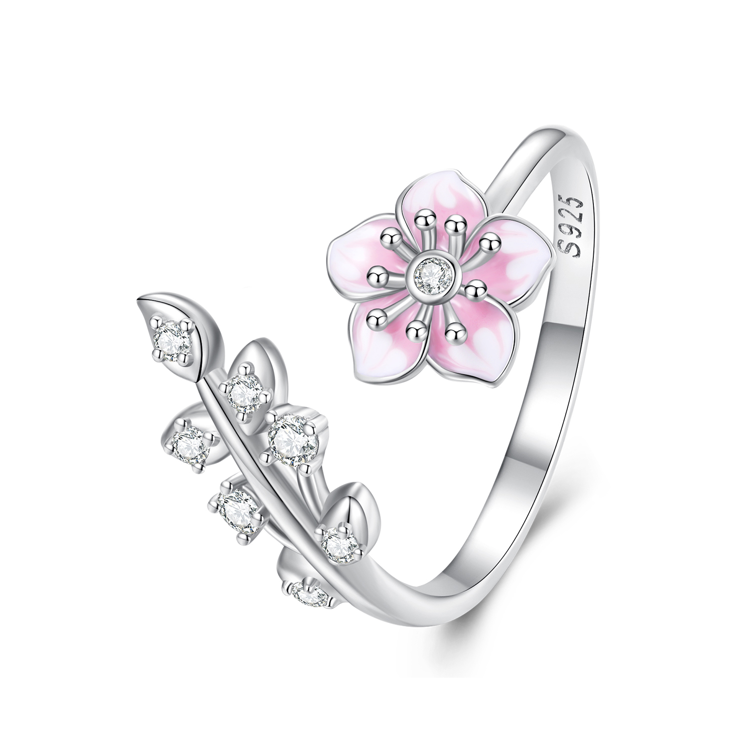 Pandora-stijl Kersenbloesems Open Ring - BSR438